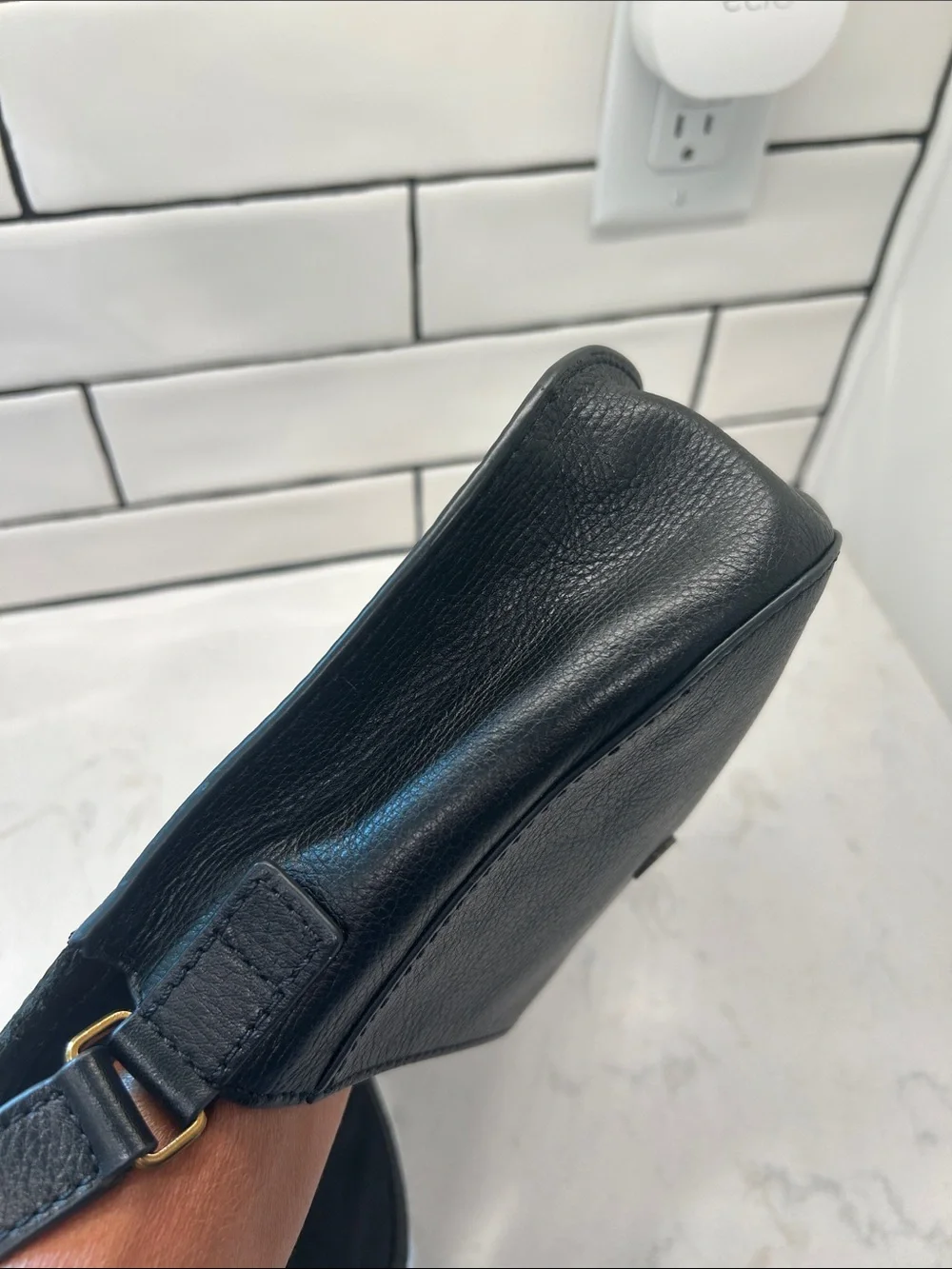 Fossil Emi Leather Tassel Crossbody Black Saddle Bag